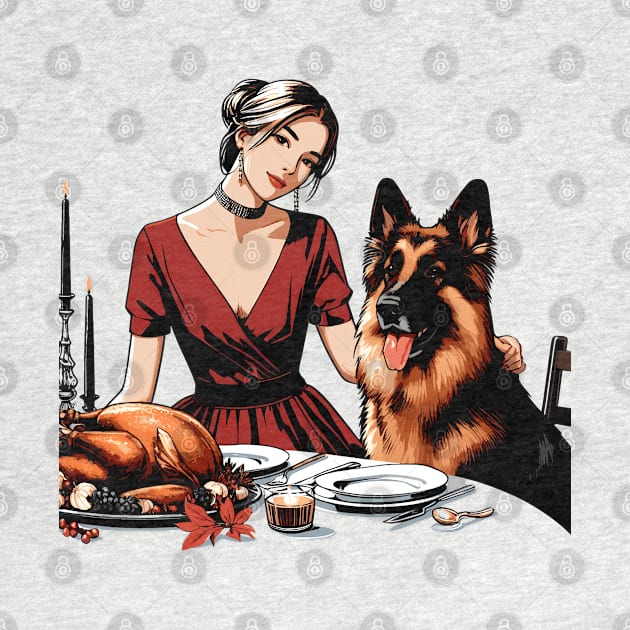 Lady And German Shepherd Thanksgiving by Graceful Designs